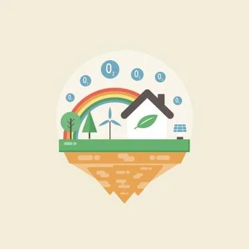 Levitating eco island Stock Illustration