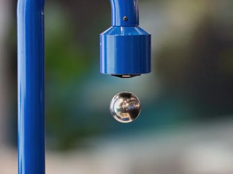 Levitating Magnetic Sphere Installation Demonstrating Magnetic Forces Stock Photos