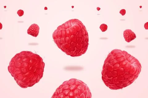 Levitating raspberries Foto stock