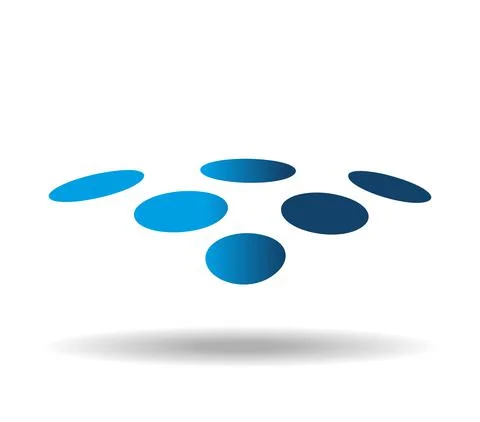 Levitating six blue dots with its shadow Stock Illustration