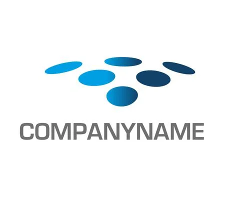 Levitating six blue dots. Ready logo Stock Illustration