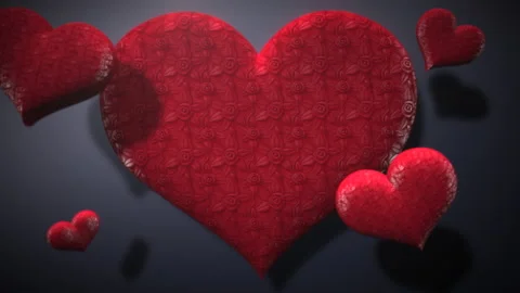 Levitation big and small romantic red hearts Video stock 165160126