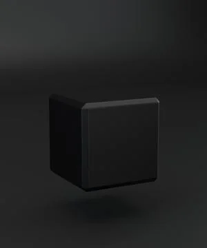Levitation of a black cube on a black background Illustrazione stock
