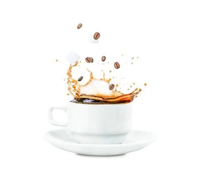 Levitation in a cup with coffee isolated Stock Photos