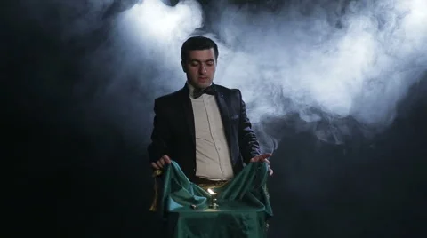 Levitation. The table floating in the air. Stock Footage 54693097