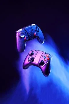 Levitation of two controller joysticks. Stock Photos