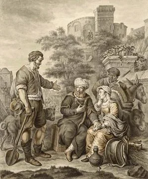 The Levite a separate group within the people of Israel and his concubine in Stock Illustration