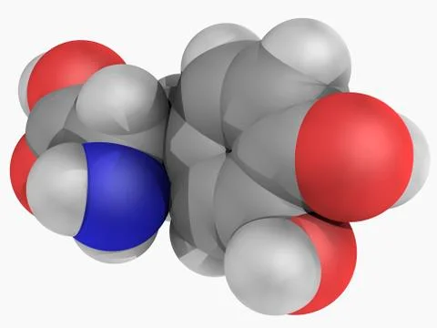 Levodopa l-dopa drug molecule Stock Illustration