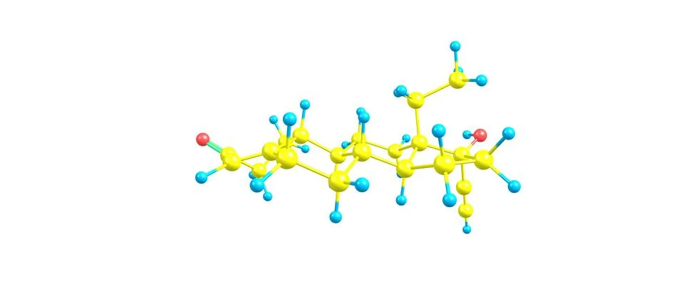 Levonorgestrel molecular structure isolated on white Stock Illustration