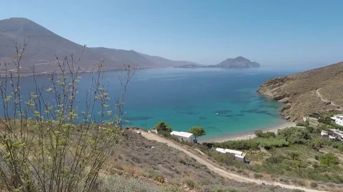 Levressos beach of Amorgos, Greece Stock Footage 82025559