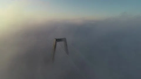 Lewis and Clark Bridge Spanning Indiana - Kentucky on the Ohio River Drone View Video stock 142802112