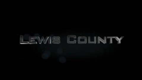 Lewis County 3D title metal text on black alpha channel background Stock Footage 269438136