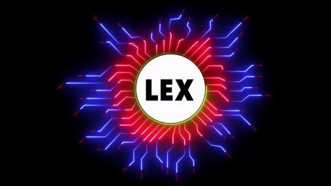 Lex logo with abstract circuit lines 스톡 일러스트