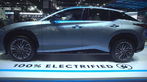 Lexus rz450e luxury electric SUV on disp... | Stock Video | Pond5