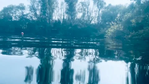 Leybourne lake reflection slow motion Stock Footage 139753877