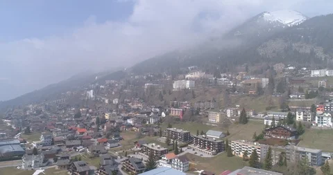 Leysin spring flight approach, part1 - Aerial 4K Stock Footage 106296510
