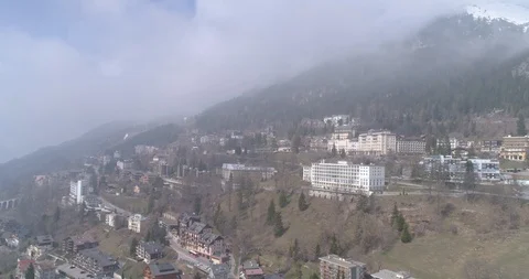 Leysin spring flight approach, part2 - Aerial 4K Stock Footage 106296201