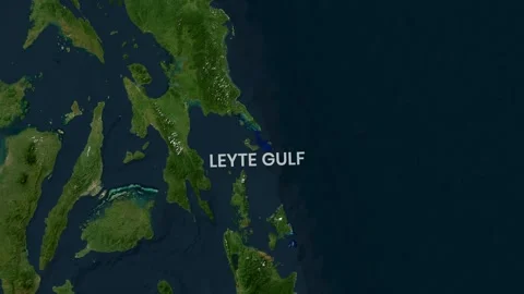 Leyte Gulf Philippines Map Animation Highlighting Historic Naval Location Stock Footage 341911248