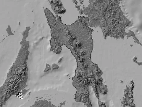 Leyte, Philippines. Bilevel elevation map with lakes and rivers 스톡 일러스트