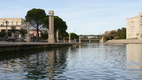 The Lez river in Montpellier. Stock Footage 100995241