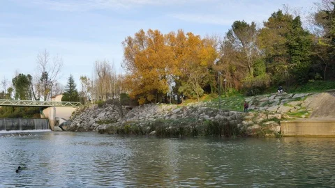 The Lez river in Montpellier. Stock Footage 100995295