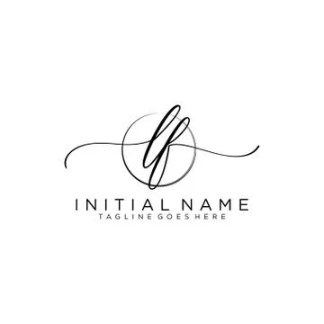 LF Initial handwriting logo with circle template vector Stock Illustration