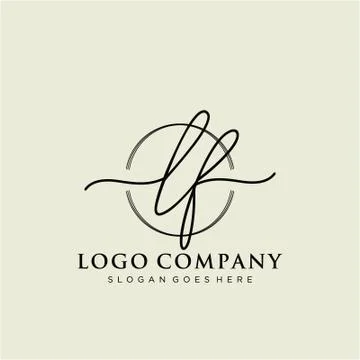 LF Initial handwriting logo design Stock Illustration