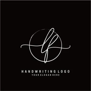 LF Initial handwriting logo design Stock Illustration