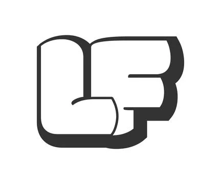 LF logo, bubble comic lettering, rounded in graffiti style black and white .. Stock Illustration
