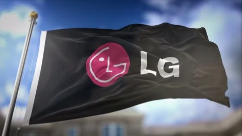 LG Flag Waving Slow Motion 3D Rendering Blue Sky Background - Editorial Ani.. Stock Footage 75679134