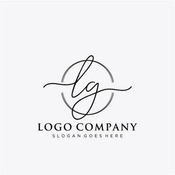 LG Initial handwriting logo design Stock Illustration