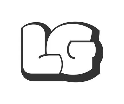 LG logo, bubble comic lettering, rounded in graffiti style black and white .. イラスト素材