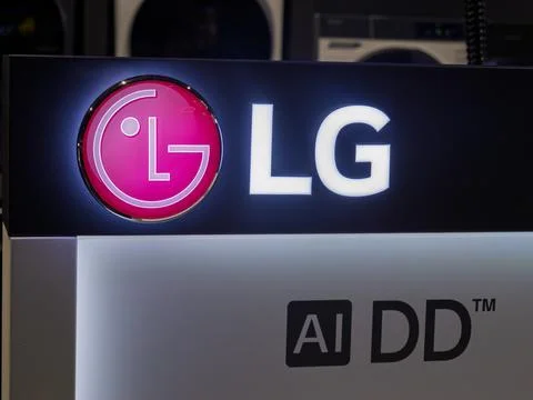 LG Logo Display at Electronics Trade Show Photos