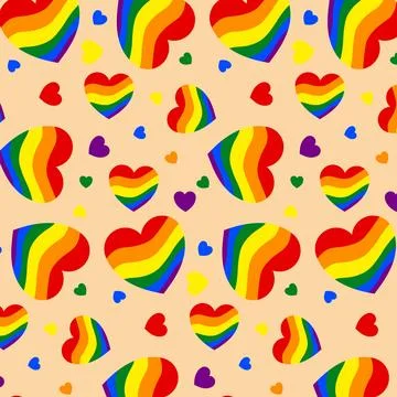 Lgbt community patern, vector graphics, rainbow heart patern, flat design Stock Illustration