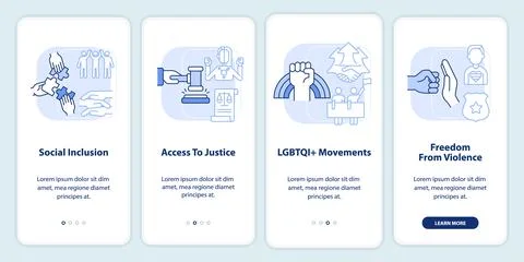 LGBT community programs light blue onboarding mobile app screen Stock Illustration