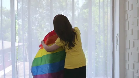 The LGBT couple standing on the window, Stock Footage 255228000