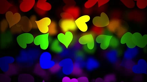 LGBT Flag with Blured Hearts Effect Stock Footage 64749763