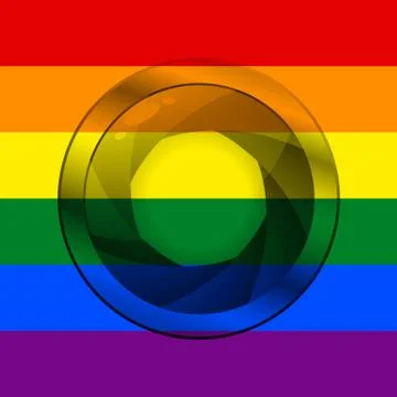 LGBT flag with camera shutter Illustrazione stock