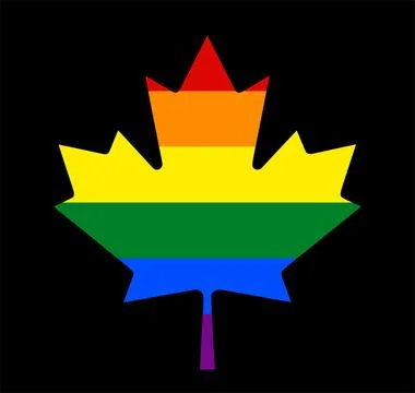 LGBT flag Canada maple leaf national symbol vector silhouette Stockillustratie