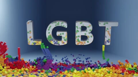LGBT flag collapses in small pieces - conceptual 3D render Stock Footage 251484775