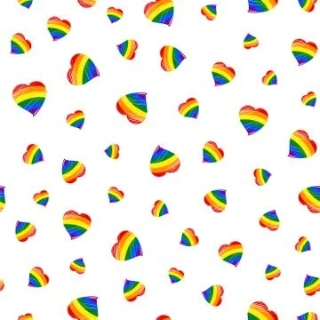 LGBT flag heart seamless pattern. Stock Illustration