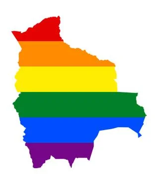 LGBT flag map of Bolivia. Vector rainbow map of Bolivia in colors of LGBT (le Stock Illustration