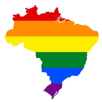 LGBT flag map of Brazil. Vector rainbow map of Brazil in colors of LGBT (lesb Ilustración de archivo