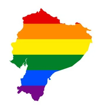 LGBT flag map of Ecuador. Vector rainbow map of Ecuador in colors of LGBT (le Stock Illustration