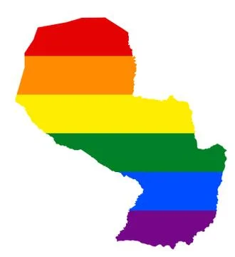 LGBT flag map of Paraguay. Vector rainbow map of Paraguay in colors of LGBT ( イラスト素材