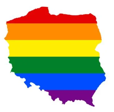 LGBT flag map of Poland. Vector rainbow map of Poland in colors of LGBT (lesb Stock Illustration