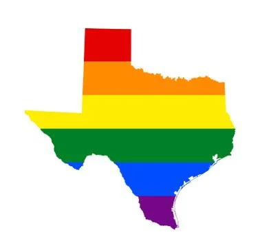 LGBT flag map of Texas. Vector rainbow map of Texas in colors of LGBT (lesbia Stock Illustration