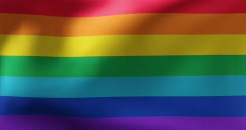 LGBT flag with rainbow is fluttering in the wind - looped 4k video Stock Footage 234894437