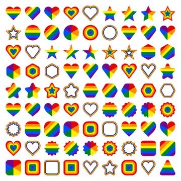 LGBT flag shapes. Forms of circle, star, hexagon, heart, square, triangle. Stock-Illustration