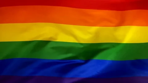 LGBT flag waving in the wind close-up. Video stock 125288384